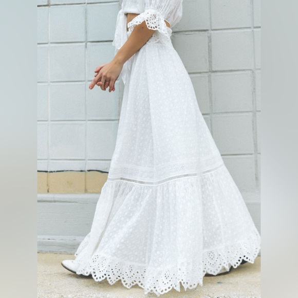 Dresses & Skirts - SPELL Daisy Chain White Eyelet Maxi Skirt - Medium